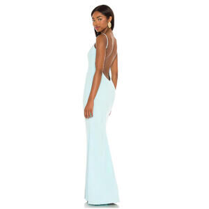 Katie May Bambina Gown Open Back SKY BLUE long dress size M NWT $295 msrp
